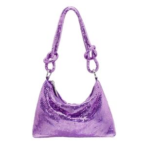 Nina Royal Lilac Swoon Mesh Evening Bag With Satin Interior W Pocket NWT & Box